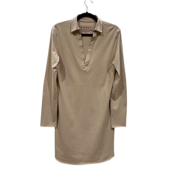 Frank & Eileen Nicole Henley Dress Heritage Jersey Cotton In Sand Size XS - Picture 4 of 11